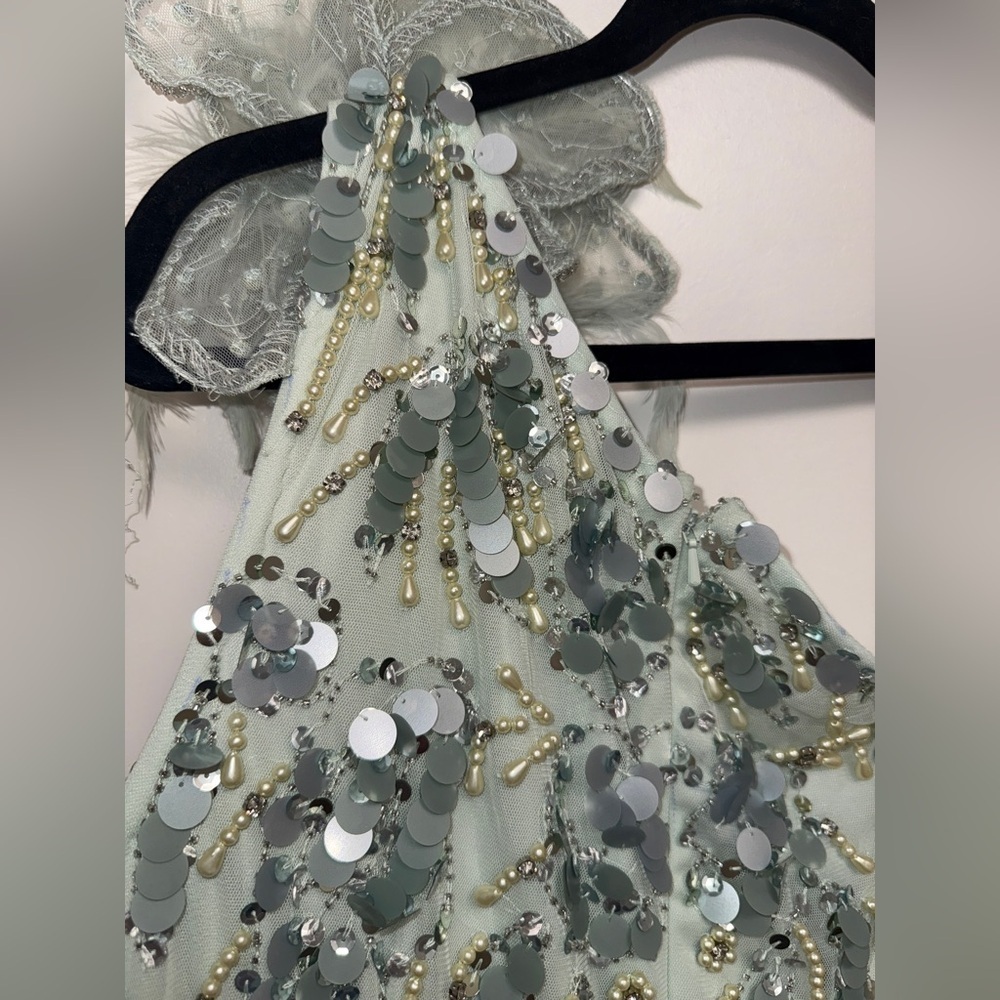 NWT Mac Duggal 94151 Sage Green Embellished One Shoulder Trumpet Gown Size 12 - Picture 13 of 17